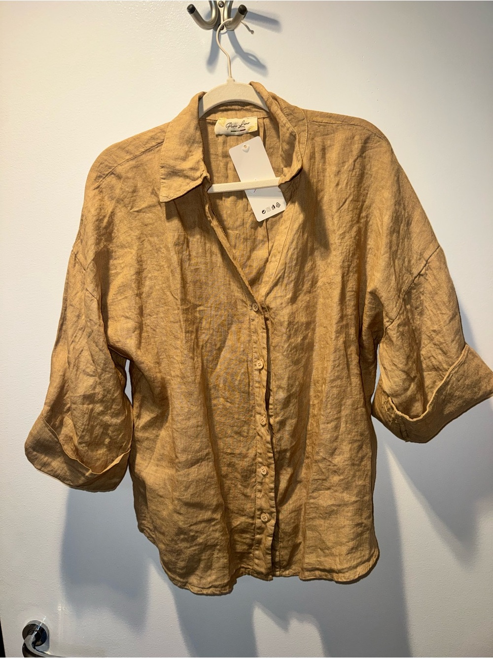 Italian 100% Linen Button Front Top NWT